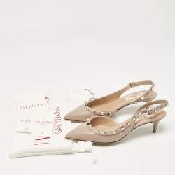 Valentino Beige Leather Rockstud Pumps Size 35