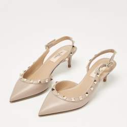 Valentino Beige Leather Rockstud Pumps Size 35