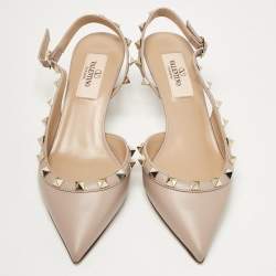 Valentino Beige Leather Rockstud Pumps Size 35