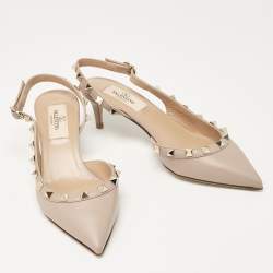 Valentino Beige Leather Rockstud Pumps Size 35