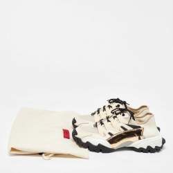 Pre Owned Valentino Cream/Black Mesh Fabric and Leather Climbers Sneakers Size 39