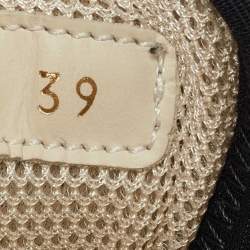 Pre Owned Valentino Cream/Black Mesh Fabric and Leather Climbers Sneakers Size 39