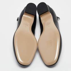 Pre Owned Valentino Black Leather Tango Block Heel Pumps Size 38