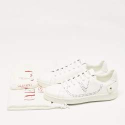 Pre Owned Valentino White Leather Backnet Sneakers Size 36