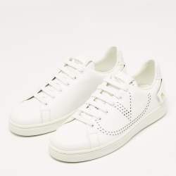 Pre Owned Valentino White Leather Backnet Sneakers Size 36