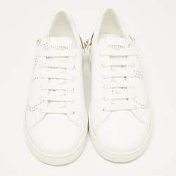 Pre Owned Valentino White Leather Backnet Sneakers Size 36