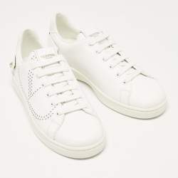 Pre Owned Valentino White Leather Backnet Sneakers Size 36