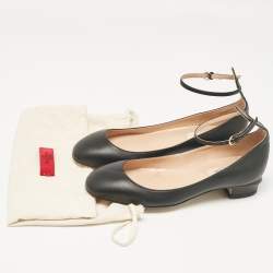 Pre Owned Valentino Black Leather Tango Block Heel Pumps Size 36