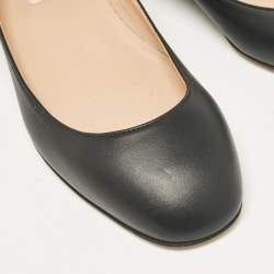 Pre Owned Valentino Black Leather Tango Block Heel Pumps Size 36