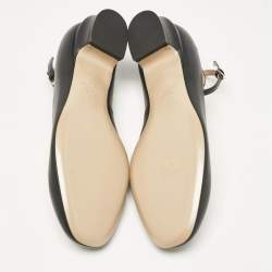 Pre Owned Valentino Black Leather Tango Block Heel Pumps Size 36