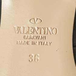 Pre Owned Valentino Black Leather Tango Block Heel Pumps Size 36