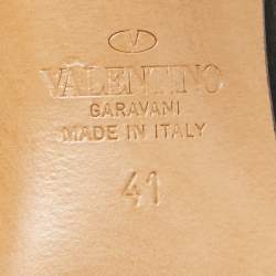 Pre Owned Valentino Black/Red Suede Rockstud Slingback Pumps Size  41