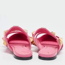 Valentino Pink Leather Roman Stud Mules Size 40