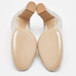 Pre Owned Valentino Grey Suede Block Heel Pumps Size 36.5