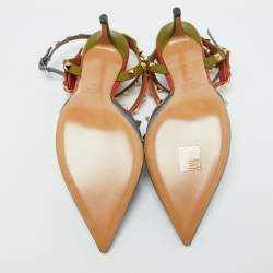 Pre Owned Valentino Multicolor Leather Rockstud Ankle Strap Pumps Size 39