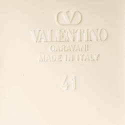 Pre Owned Valentino Garavani White Leather Butterfly Embellished Mules Size 41