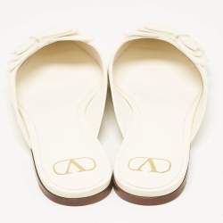 Pre Owned Valentino Garavani White Leather Butterfly Embellished Mules Size 41