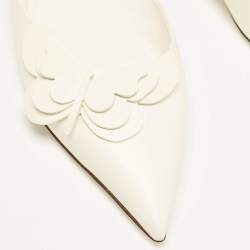 Pre Owned Valentino Garavani White Leather Butterfly Embellished Mules Size 41