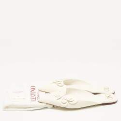 Pre Owned Valentino Garavani White Leather Butterfly Embellished Mules Size 41