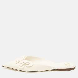 Pre Owned Valentino Garavani White Leather Butterfly Embellished Mules Size 41