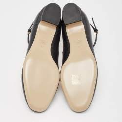 Pre Owned Valentino Black Leather Tango Ankle Strap Flats Size 37.5