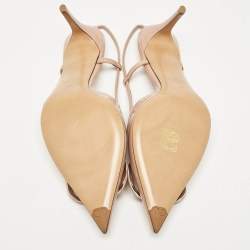 Pre Owned Valentino Dusty Pink Patent Leather VLogo Slingback Pumps Size 38