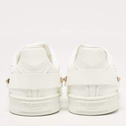 Pre Owned Valentino White Leather Backnet Sneakers Size 37