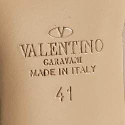 Pre Owned Valentino Black/Beige Leather Rockstud Ankle Strap Pumps Size 41