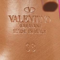 Pre Owned Valentino Fuchsia Patent Leather Rockstud Caged Pumps Size 38