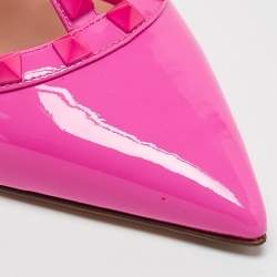 Pre Owned Valentino Fuchsia Patent Leather Rockstud Caged Pumps Size 38