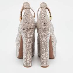 Pre Owned Valentino Beige Suede Crystal Embellished Tango Pumps Size 37