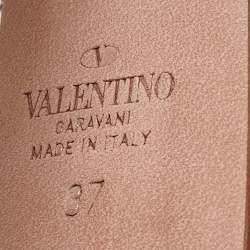 Pre Owned Valentino Beige Suede Crystal Embellished Tango Pumps Size 37