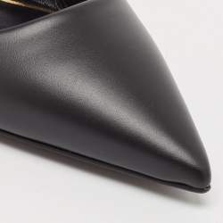 Valentino Black Leather Roman Stud Flat Mules Size 37