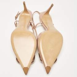 Pre Owned Valentino Dusty Pink Patent Leather VLogo Slingback Pumps Size 40