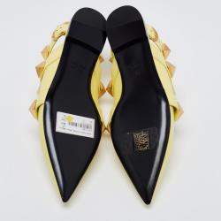 Valentino Lime Yellow Roman Stud Ankle Cuff Flats Size 38
