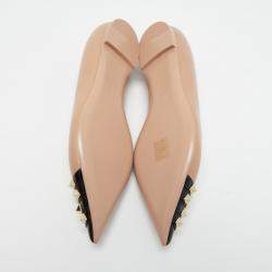 Valentino Beige/Black Leather Rockstud Ballet Flats Size 37.5