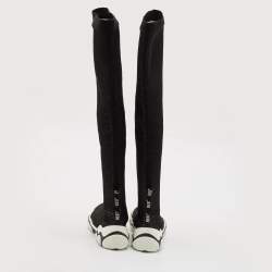 Valentino Black Stretch Fabric Knee Length Boots Size 39