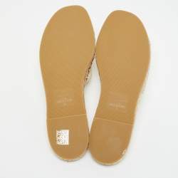 Pre Owned Valentino Ivory/Gold Leather Roman Stud Slide Flats Size 41