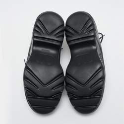 Pre Owned Valentino Black Leather Lace Up Chunky Sneakers Size 39