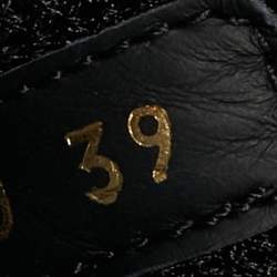 Pre Owned Valentino Black Leather Lace Up Chunky Sneakers Size 39