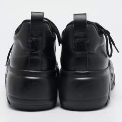 Pre Owned Valentino Black Leather Lace Up Chunky Sneakers Size 39