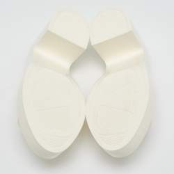 Pre Owned Valentino Off White Rubber VLogo Paltform Slide Sandals Size 38