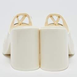 Pre Owned Valentino Off White Rubber VLogo Paltform Slide Sandals Size 38