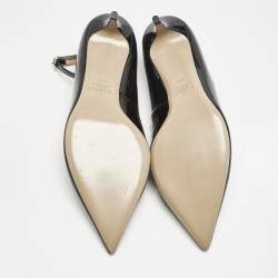 Valentino Black Patent Leather Pointed Toe Ankle Strap Pumps Size 40.5