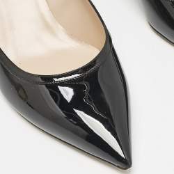 Valentino Black Patent Leather Pointed Toe Ankle Strap Pumps Size 40.5