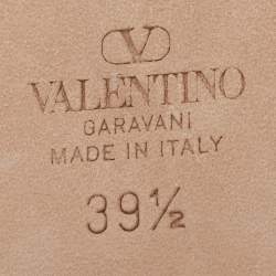 مملوكة مسبقًا Valentino Pink Satin and Leather Rockstud Ankle Strap Ballet Flats Size 39.5