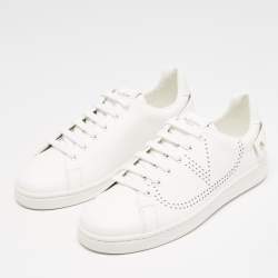 Pre Owned Valentino White Leather Bianco Backnet Low Top Sneakers Size 39.5