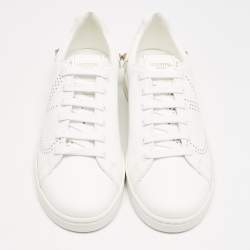 Pre Owned Valentino White Leather Bianco Backnet Low Top Sneakers Size 39.5