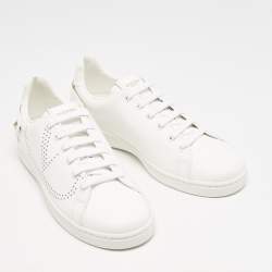 Pre Owned Valentino White Leather Bianco Backnet Low Top Sneakers Size 39.5