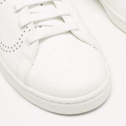 Pre Owned Valentino White Leather Bianco Backnet Low Top Sneakers Size 39.5